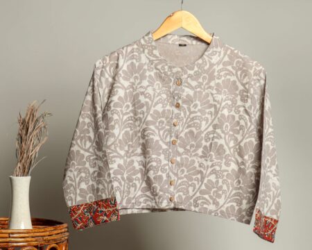 Handmade Block Print Cotton for Women ? Ethnic Floral Printed Top with Long Sleeves